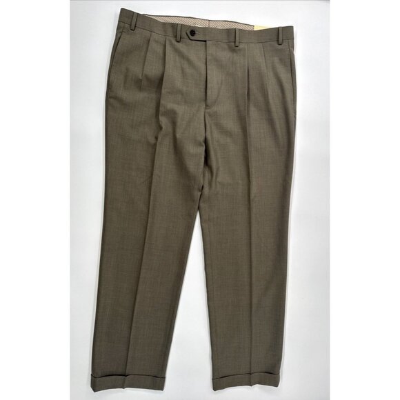 Lauren Ralph Lauren Dress Pants Mens 40x32 Tan Trousers Pleated Cuffed $80 NEW - Picture 2 of 9